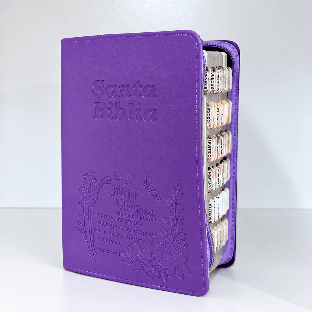 Biblia RVR1960 Letra Gigante + estuche + índice 3D + resaltador — Lila